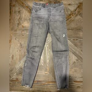 SPANX Slim Straight Jeans in Gray with Distressed Detail